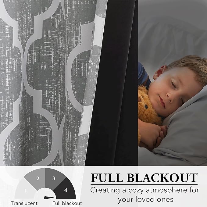 Beauoop 100% Blackout Curtains 108 Inches Long 2 Panels - Image 6