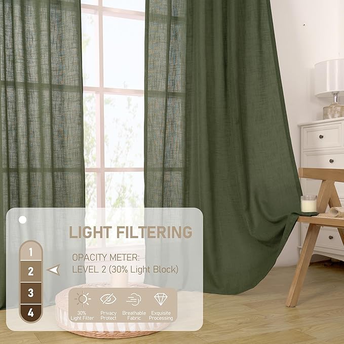 LAMIT Long Linen Curtains 2 Panels Set - Image 4