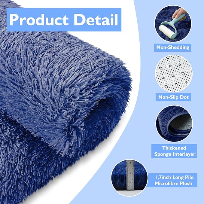 yulidayang Blue Fluffy Round Area Rugs - Image 3
