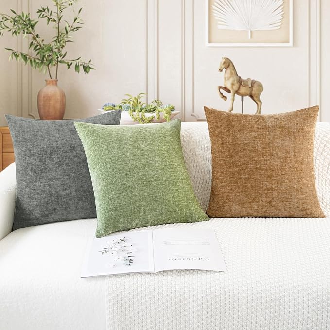 CaliTime Throw Pillow Covers Decorative 16 X 16 Inches Pack of 2 Cozy Chenille - Image 5