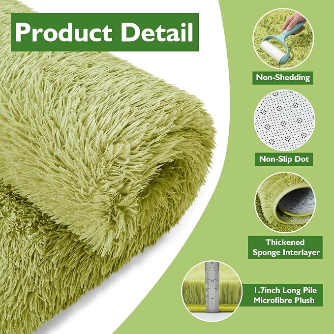 Shag Area Rug for Bedroom 4x6, Soft Fuzzy Rug Non-Shedding Indoor Plush Carpet - Image 3