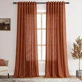 Nanspring Terracotta Linen Blend Semi Sheer Curtains 86 Inches Long 2 Panel Set by Nanspring