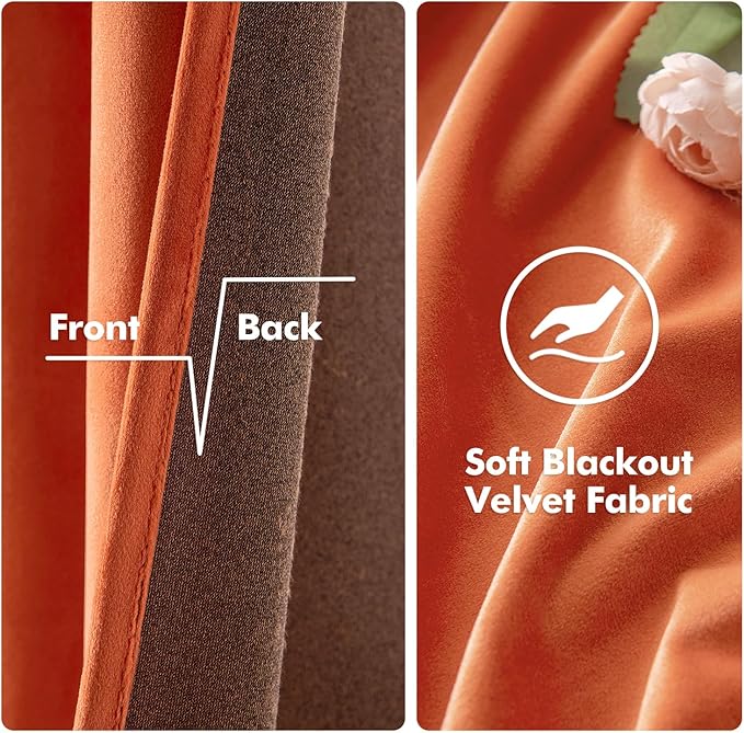 MIULEE Orange Velvet Curtains 96 Inch Length - Image 3