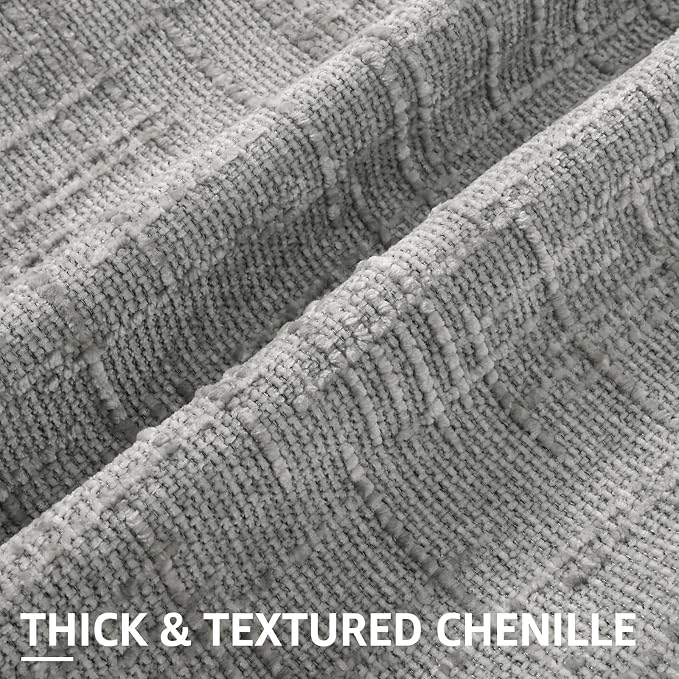decorUhome Neutral Grey Chenille Euro Sham Throw Pillow Covers 22x22 Set of 2 - Image 2