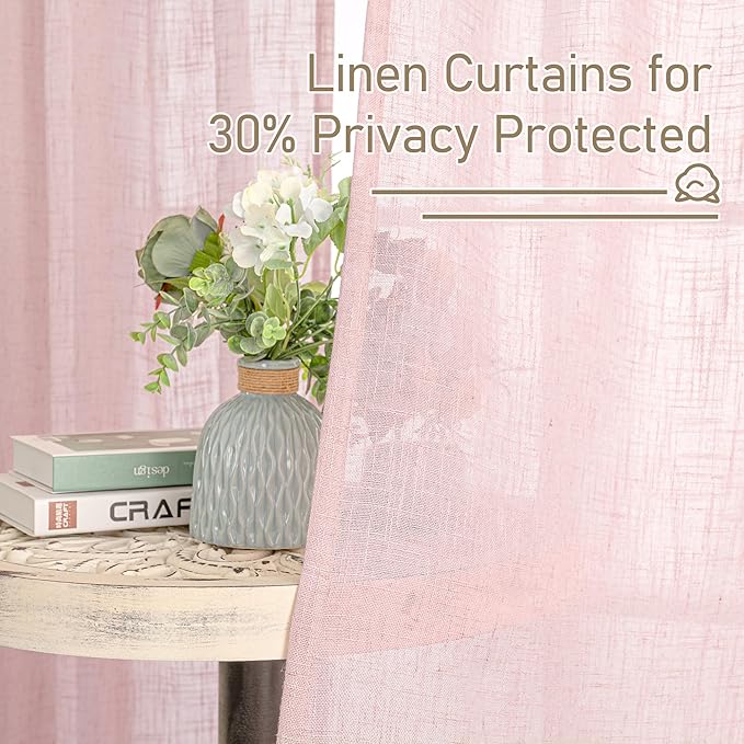 LAMIT Sheer Linen Curtains 63 Inch - Image 5