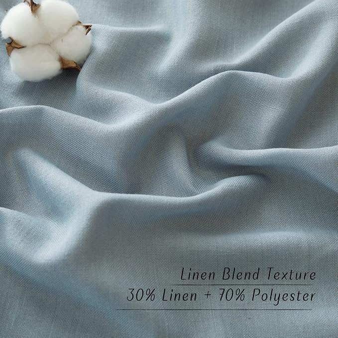 NICETOWN Flax Stone Blue Linen Curtains - Image 4