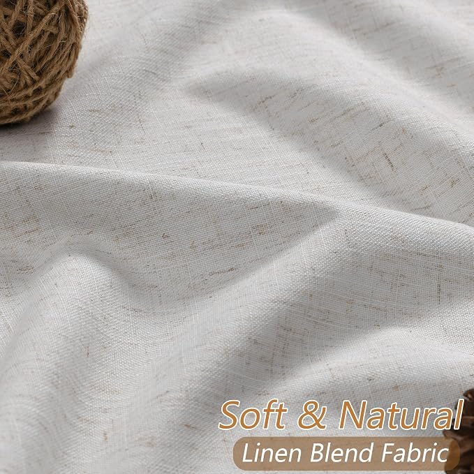 Guken 90 Inch Long Natural 100% Blackout Linen Curtains - Image 3
