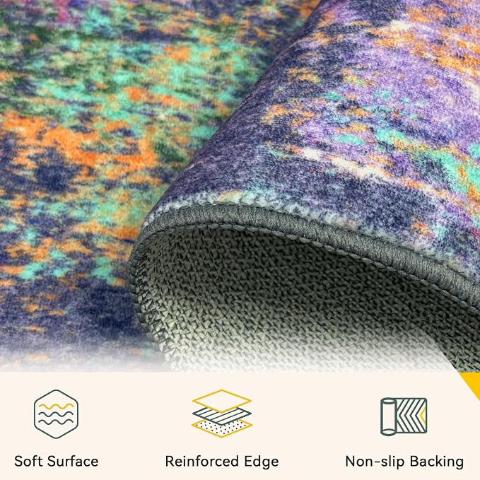 Washable Area Rugs 7'x9' Non-Slip Modern Abstract Soft - Image 4