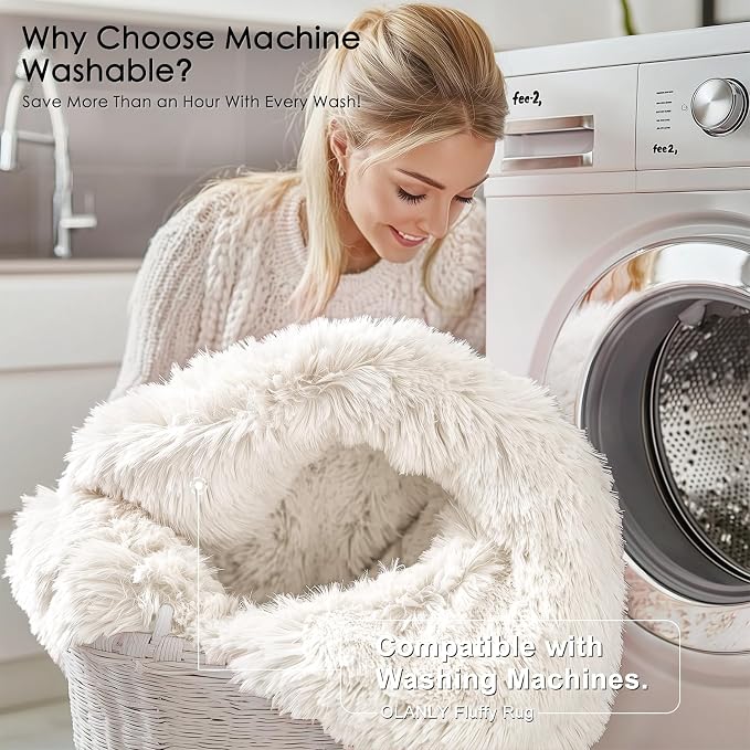 OLANLY 4x4 Machine Washable Accent Rug, Soft Fluffy Shaggy Area Rug - Image 2