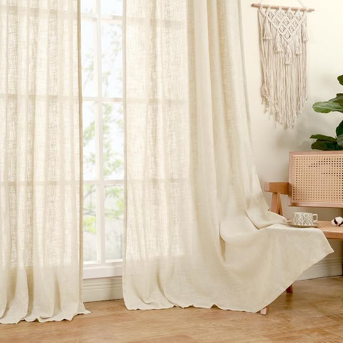 LAMIT Small Kitchen Linen Curtains 24 Inch Length 2 Panels, 34 x 24 Inch - Image 9