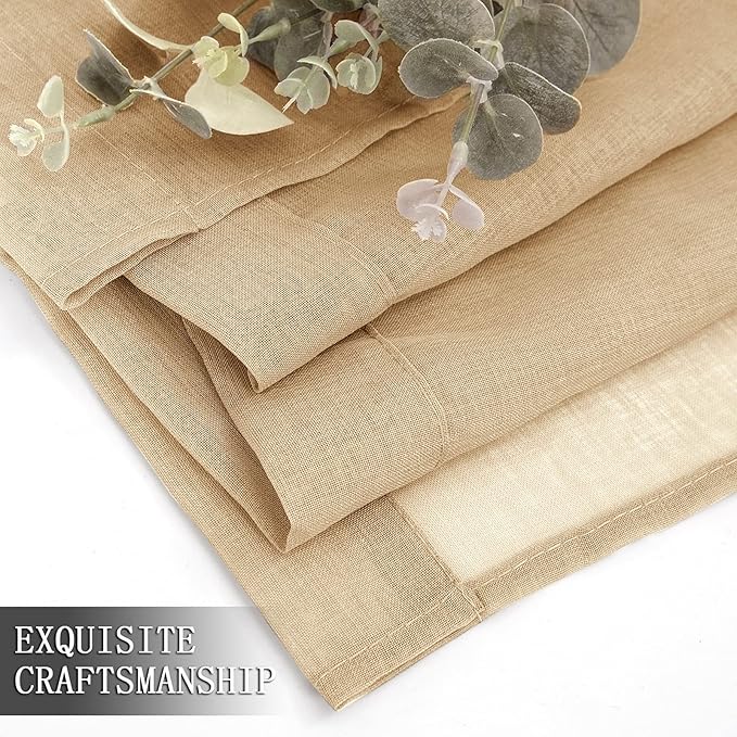 Tollpiz Short Sheer Curtains Linen Textured Living Room Curtain Sheers Light - Image 7