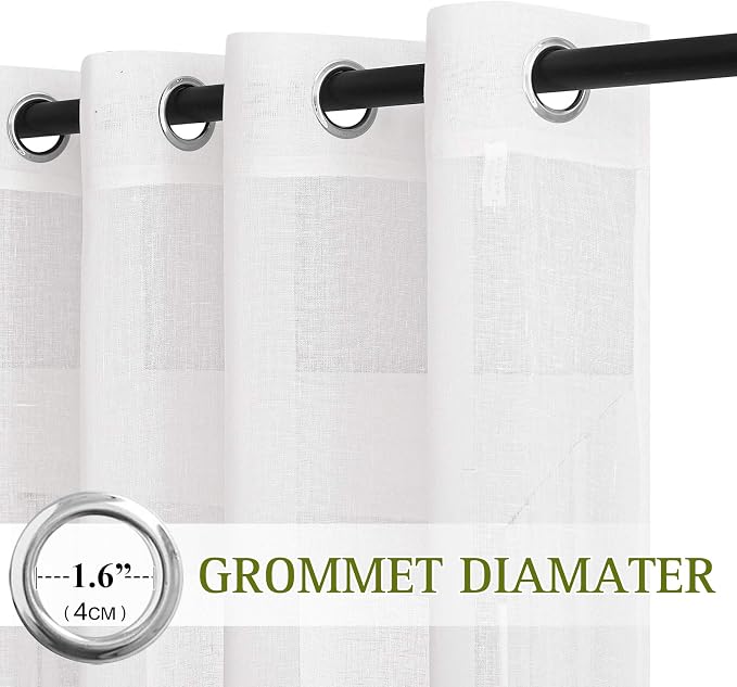 NICETOWN Linen White Sheer 48 inch Curtains - Image 2