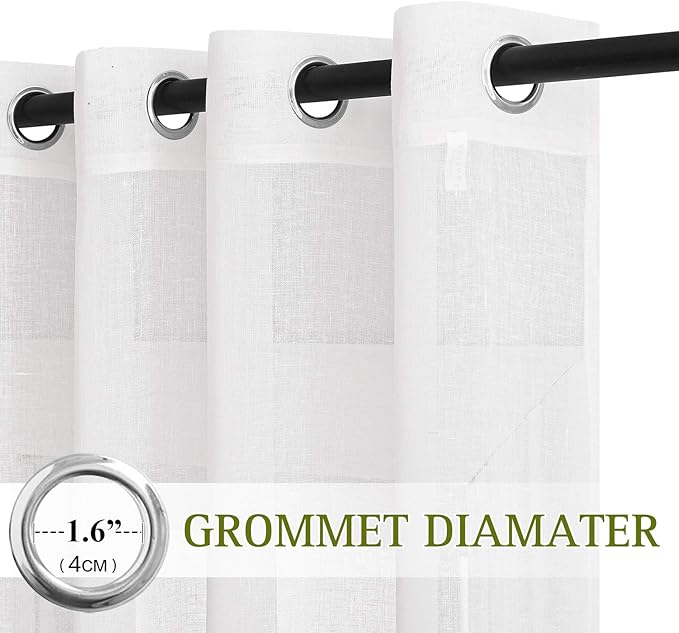 NICETOWN White Flax Linen Sheer Bedroom Curtains Grommet, Decorative Window - Image 2