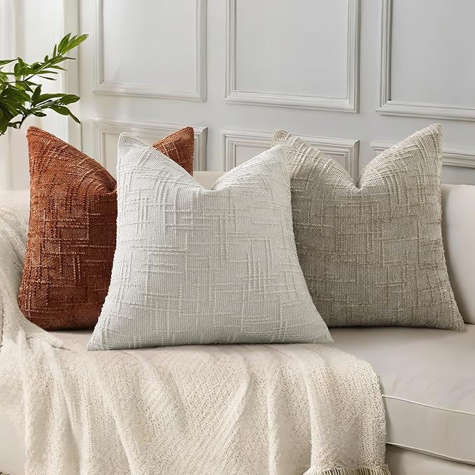 decorUhome Light Grey Chenille Euro Sham Throw Pillow Covers 26x26 Set of 2 - Image 6