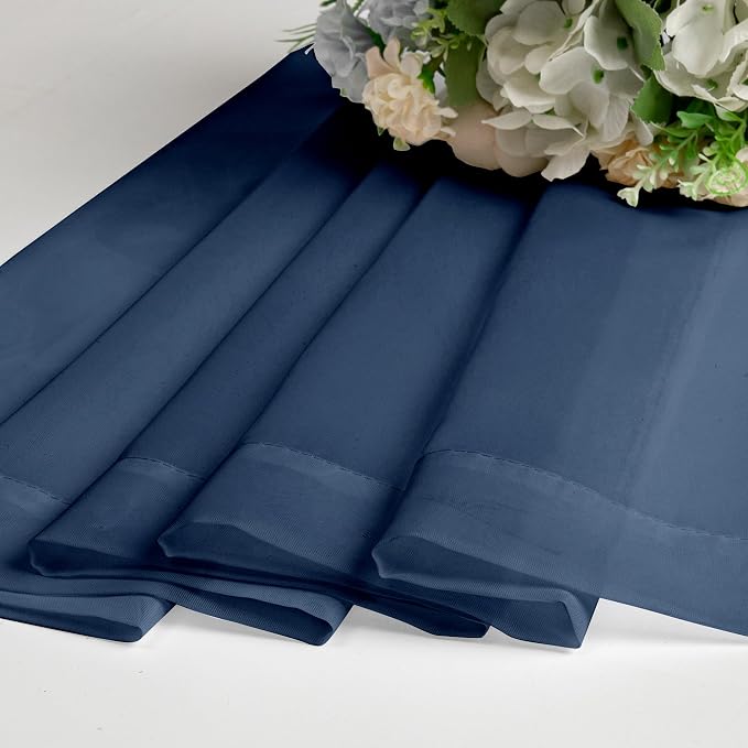 Aiyufeng Navy Blue Sheer Window Curtain Panels 54 Inch, Light Filtering Solid - Image 7