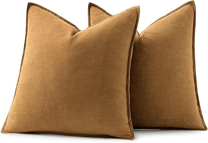 MIULEE Decorative Linen Pillow Covers 18x18 Inch Hazel ​Boho Farmhouse​ - Image 6