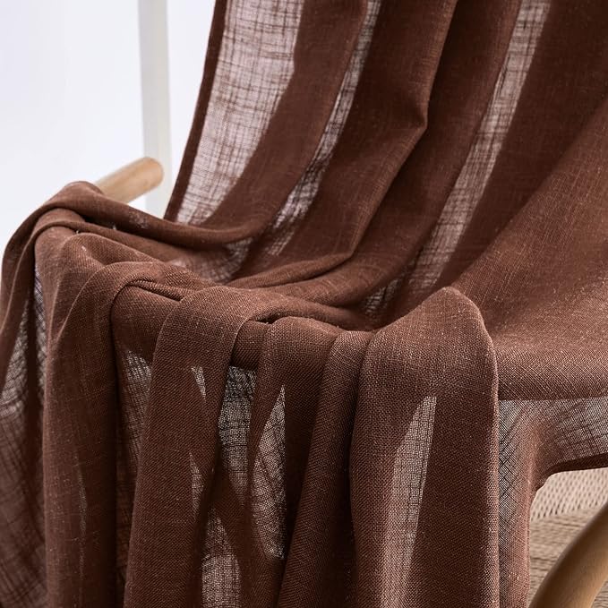 MIULEE Chocolate Brown Linen Curtains 96 Inch Long - Image 6