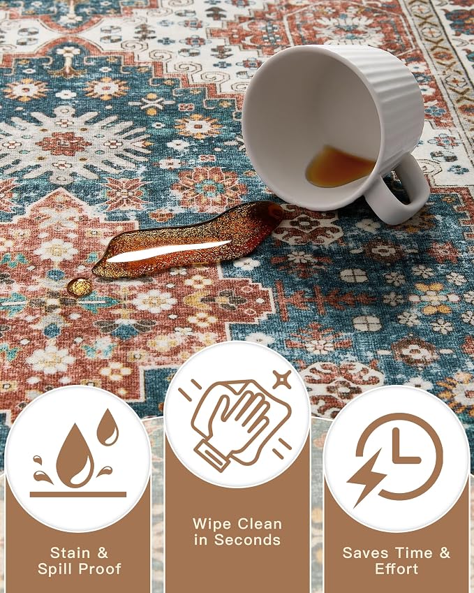 Madane Hallway Runner 3x8, Kitchen Rugs Washable Entryway Rug Vintage Kitchen - Image 8
