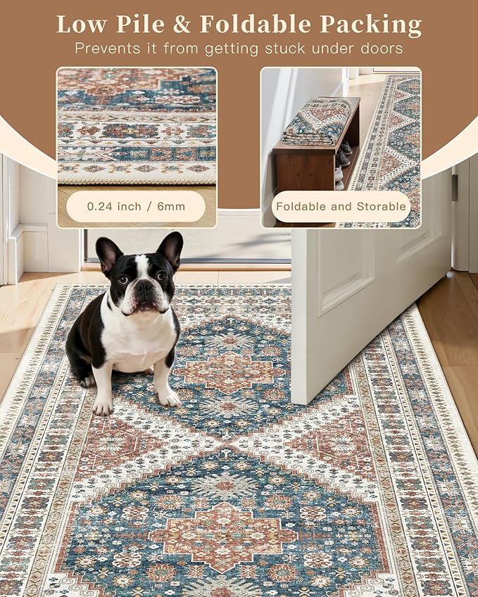 Madane Hallway Runner 3x8, Kitchen Rugs Washable Entryway Rug Vintage Kitchen - Image 7