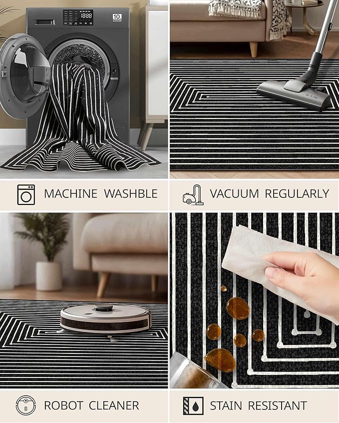 Latte&Fog 6x9 Area Rugs for Living Room Bedroom, Modern Abstract Washable Rug - Image 7