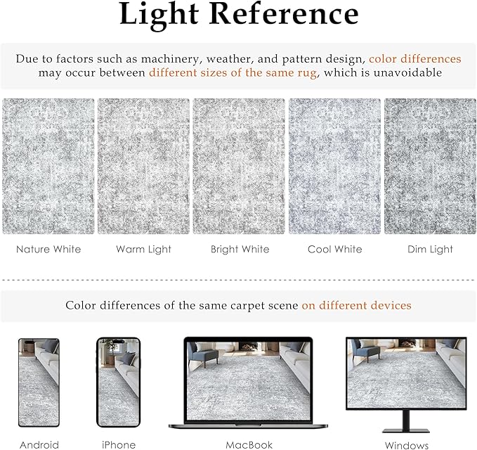 PureCozy 5x7 Area Rug Washable Vintage Living Room Carpet Large Indoor Non Slip - Image 2