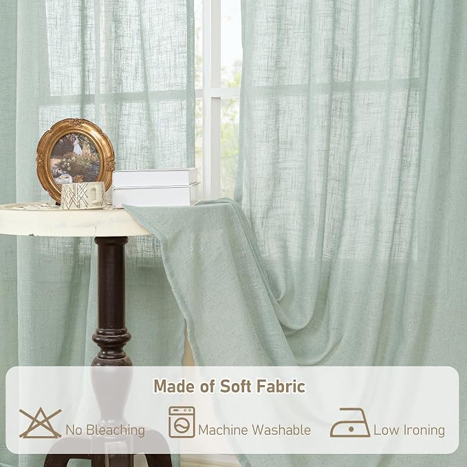 LAMIT Living Room Linen Curtains 95 Inch - Image 8