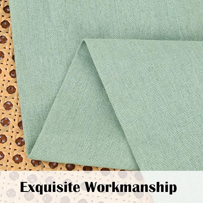 FRAMICS Farmhouse Swag Curtain, Boho Cotton Linen Valance Curtain, Sage Green - Image 3