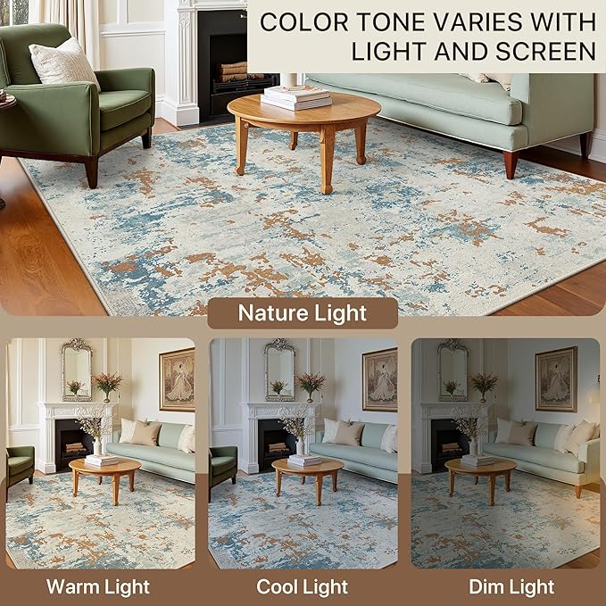 Area Rugs 8x10 for Living Room Bedroom, Modern Abstract Machine Washable Rug - Image 6