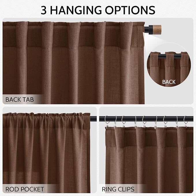 Nanspring Mocha Brown Curtains 84 Inches Long - Image 2