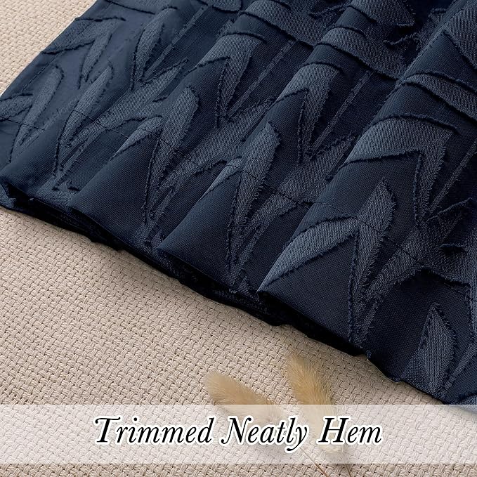 Lecloud Leia 2 PCS Navy Blue Kitchen Curtains 36 Inch Length, Lightweight Clip - Image 8