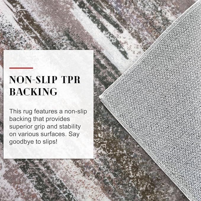 Lansny Modern Abstract Runner Rug 2.6x14, Dark Light Brown White Washable Long - Image 6