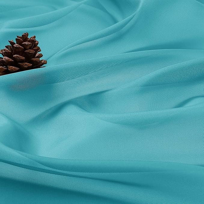 OWENIE Turquoise Sheer Curtain 90 Inches Long 2 Panels Set, Solid Filmy Drapes - Image 8