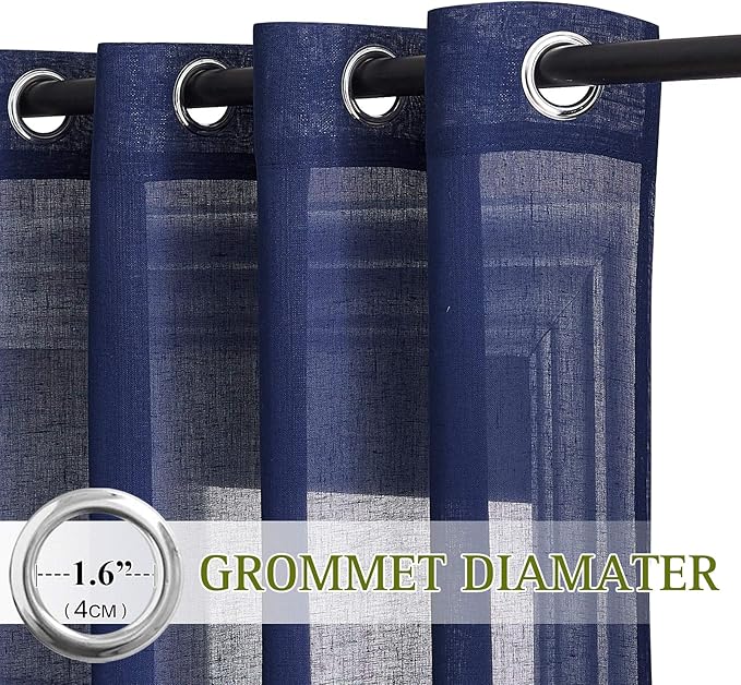 NICETOWN Natural Open Linen Weave Flax Textured Sheer Window Curtains, Medium - Image 2