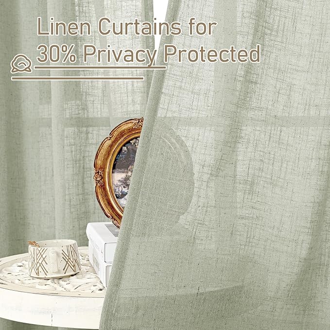 LAMIT 45 Inch Length Linen Curtains - Image 6