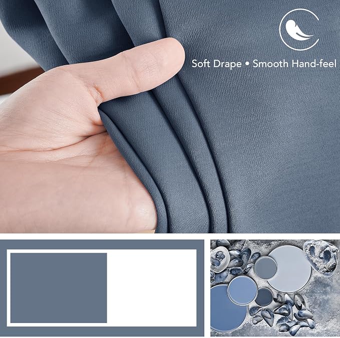 Deconovo Blackout Curtains, Thermal Insulated, W42 x L95 2 Panels, Back Tab - Image 7