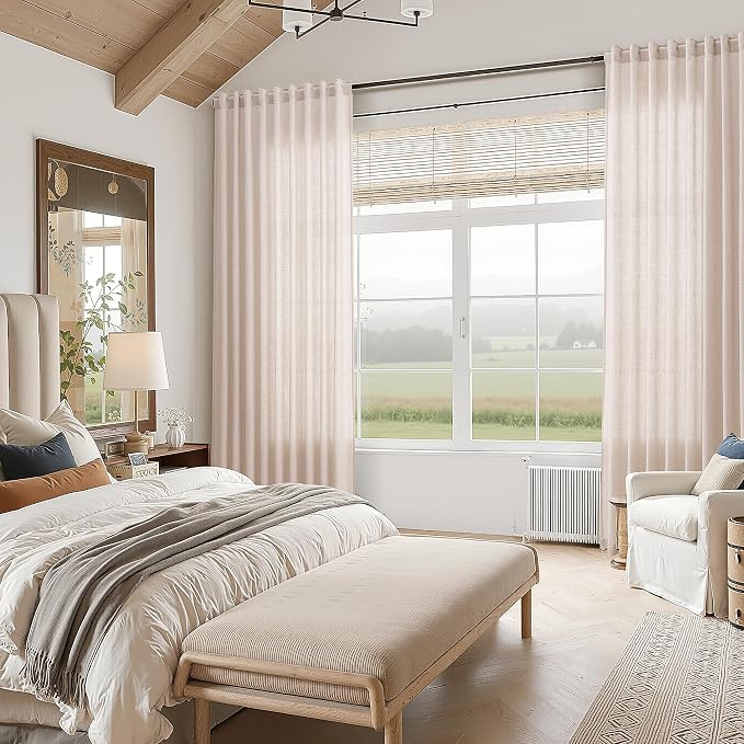 Nanspring Natural White Linen Curtains 120 Inches Long - Image 7