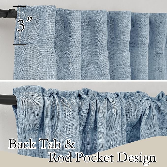 RYB HOME Semi Sheer Curtains for Small Window Doorway, Thick Linen Burlap Half - Image 3