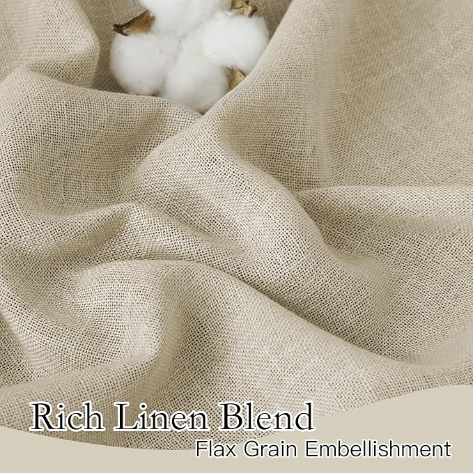 RYB HOME Extra Wide Sheer Curtains, Linen Texture Semitransparent Sheer Drapes - Image 3