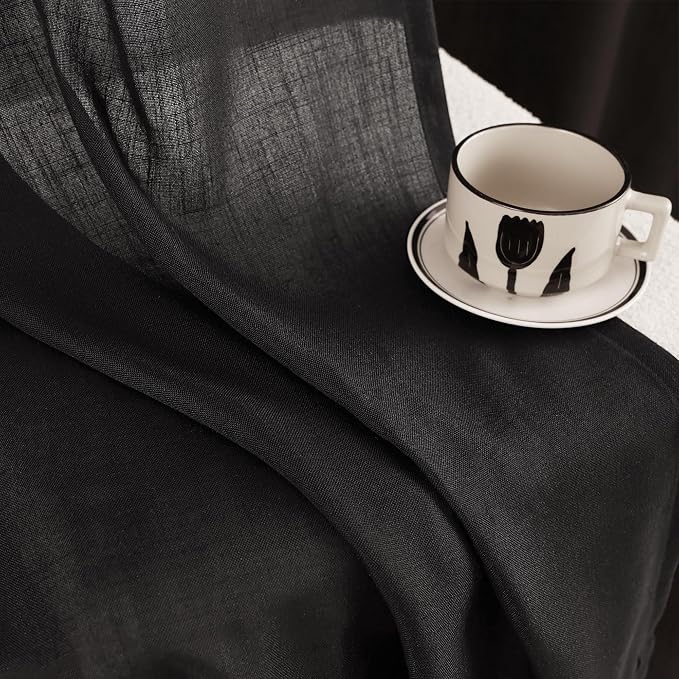 Black Linen Curtains 132 inches Long - Image 3