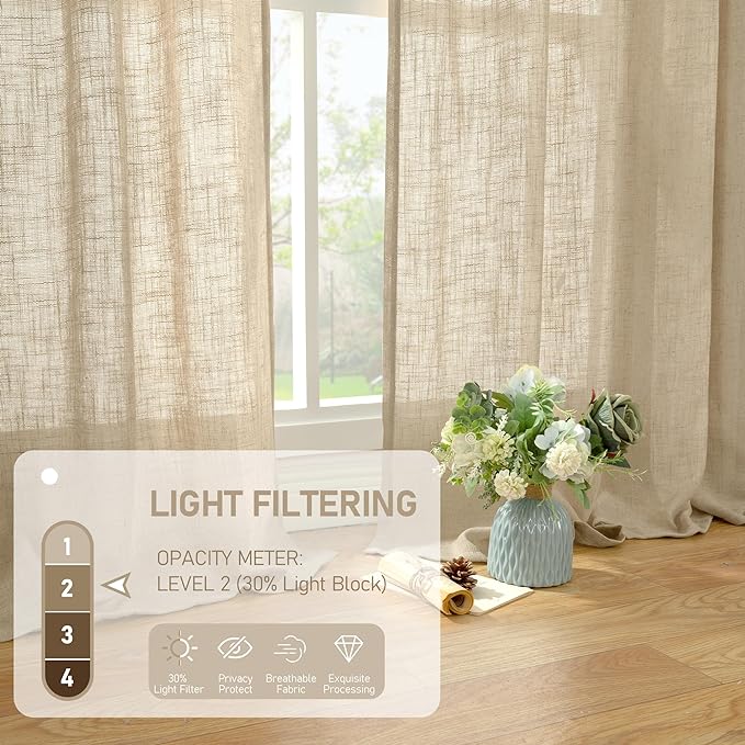 LAMIT Light Filtering Linen Curtains 78 inch - Image 4