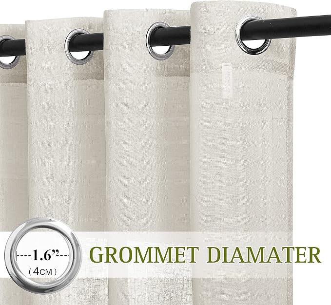 NICETOWN Semi Sheer Linen Curtains 54 inch Long - Image 3