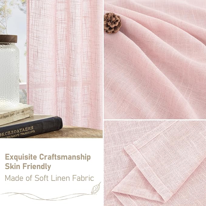 LAMIT 72 inch Pink Linen Curtains - Image 6