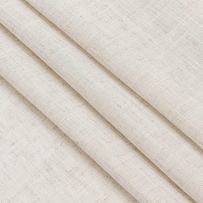 Nanspring Beige Semi Sheer Linen Curtains 72 inch Length - Image 6