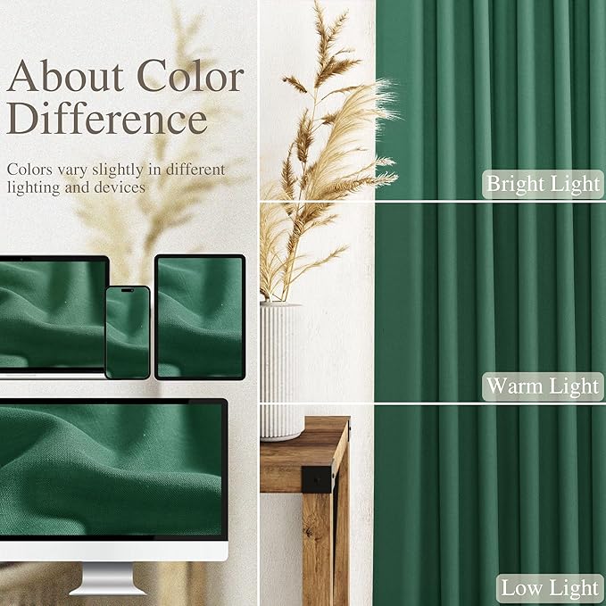 Extra Long Dark Green Linen Curtains 120 Inch - Image 3