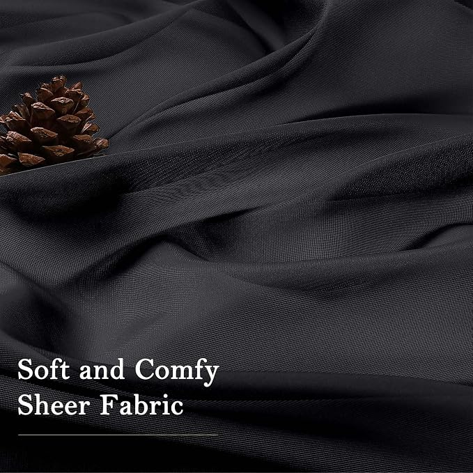 Lecloud Black Sheer Curtains 120 Inches Long 2 Panels, Balance Light & Privacy - Image 8