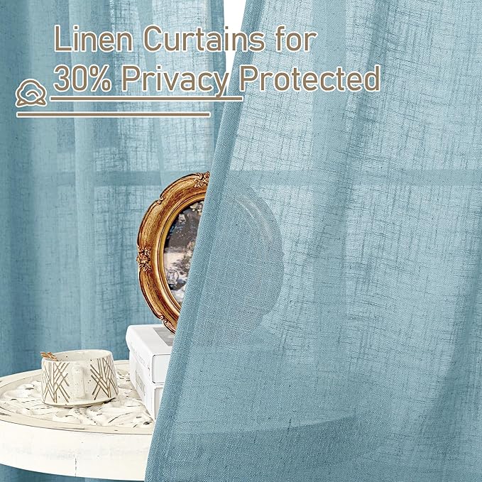 LAMIT Short Linen Curtains 30 Inch Length - Image 5