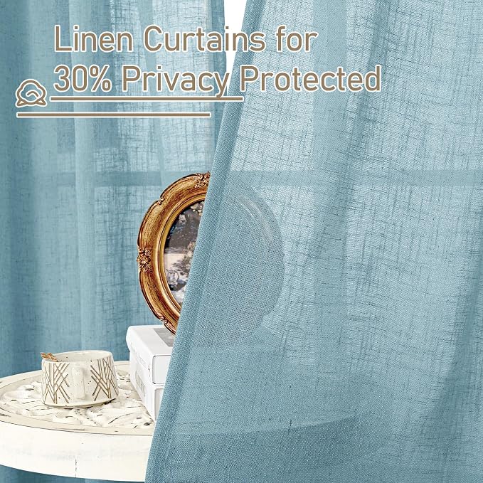LAMIT Linen Curtains for Living Room 84 inch Length 2 Panels, Light Filtering - Image 5