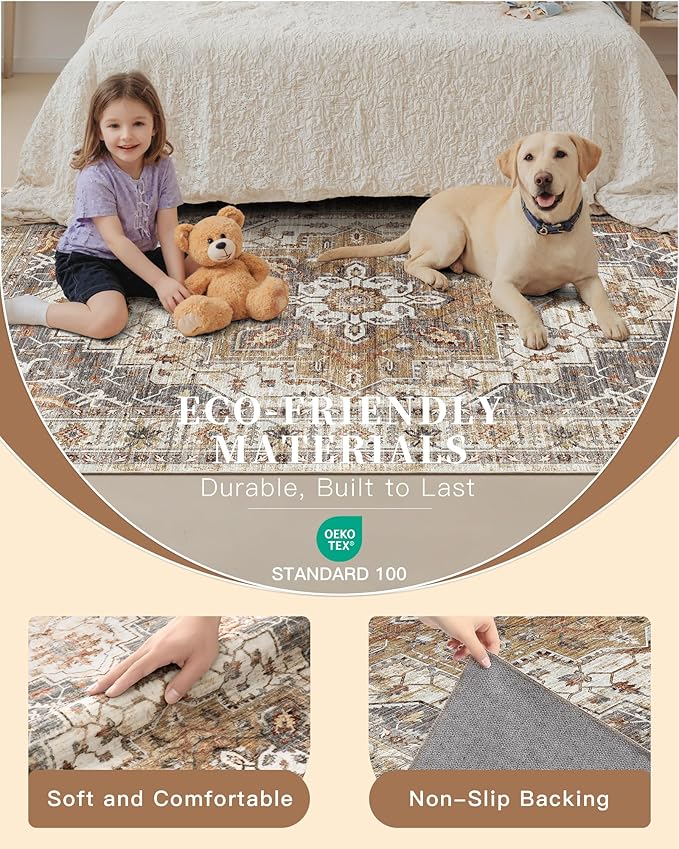 Madane Hallway Runner Rug 2'6''x14', Non Slip Vintage Runners - Image 6