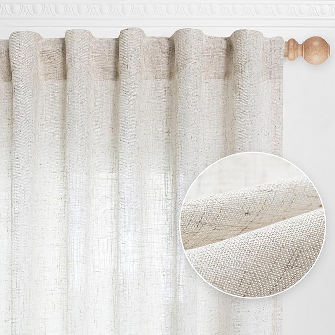 MYSKY HOME Kitchen Window Curtains Half Sheer Drapes 45 Inches Long, Boho by MYSKYHOME