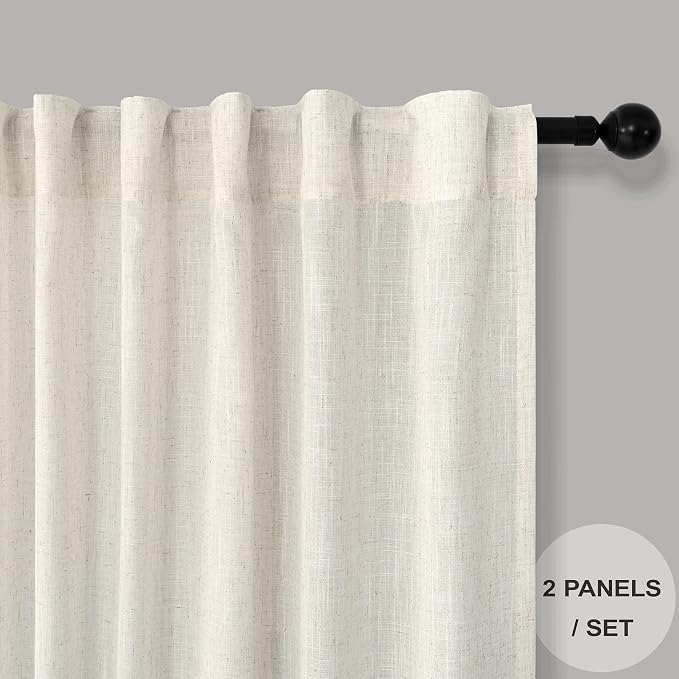 Pitalk Cream Boho Curtains 58 Inches Long - Image 2